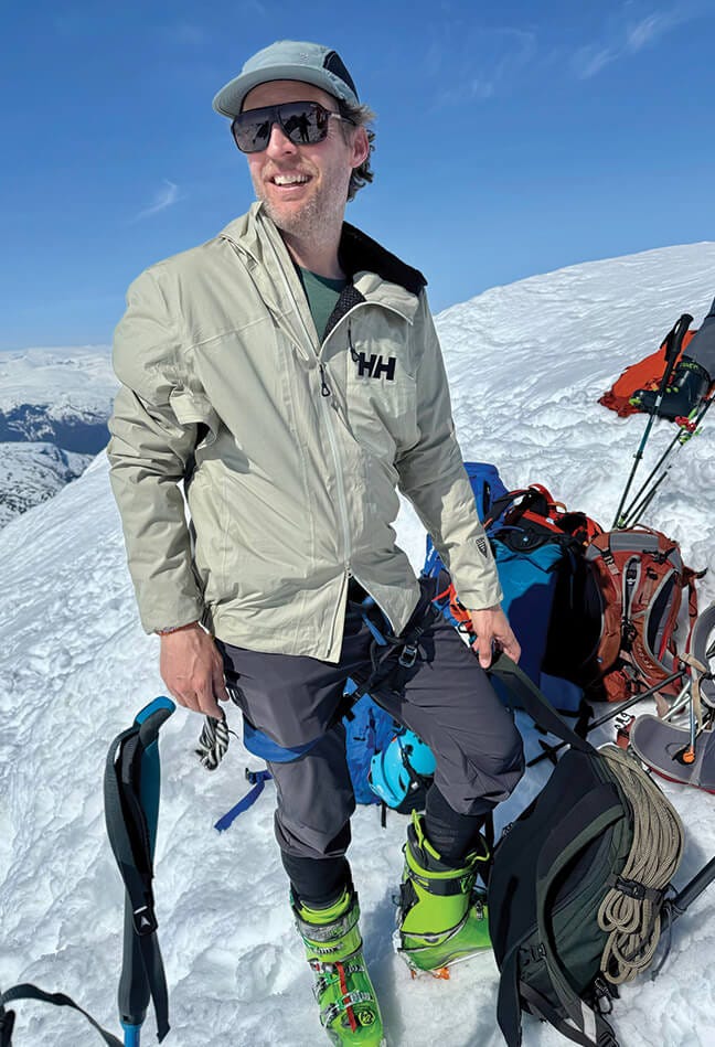 Man with ski gear on a mountain