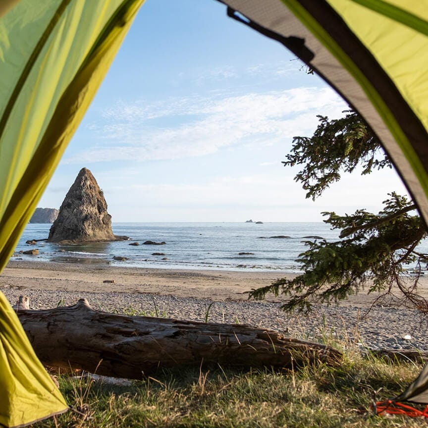 Ocean view from a tent