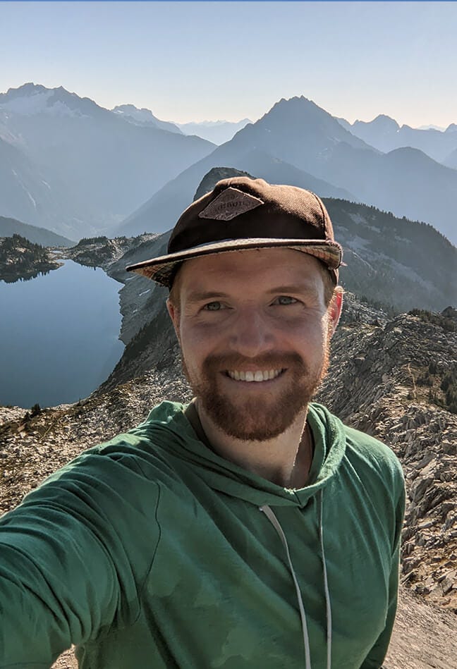 Man taking selfie in the mountains