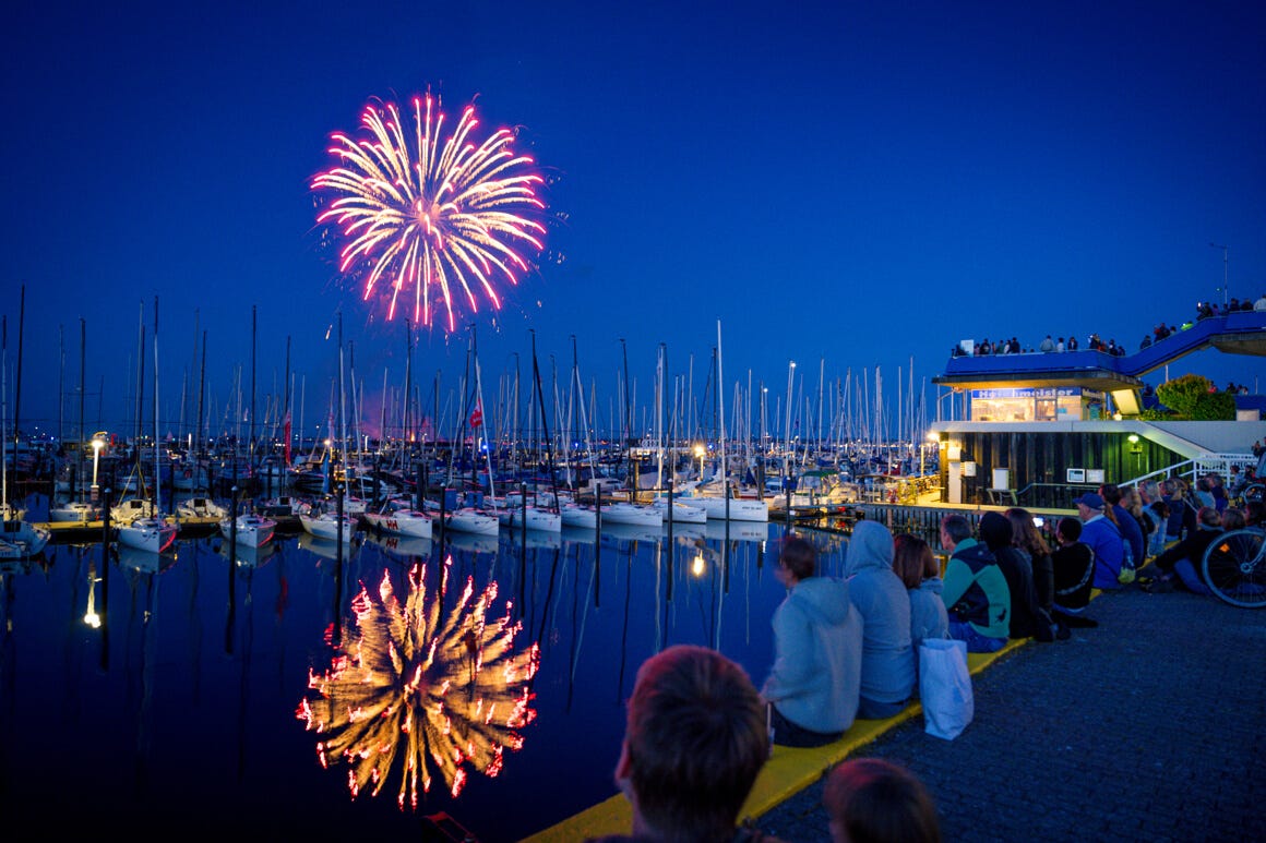 fireworks over the marina
