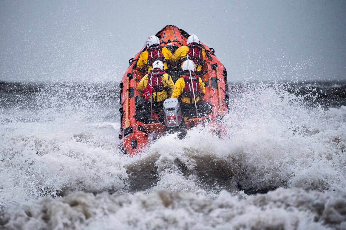 rnli team in action