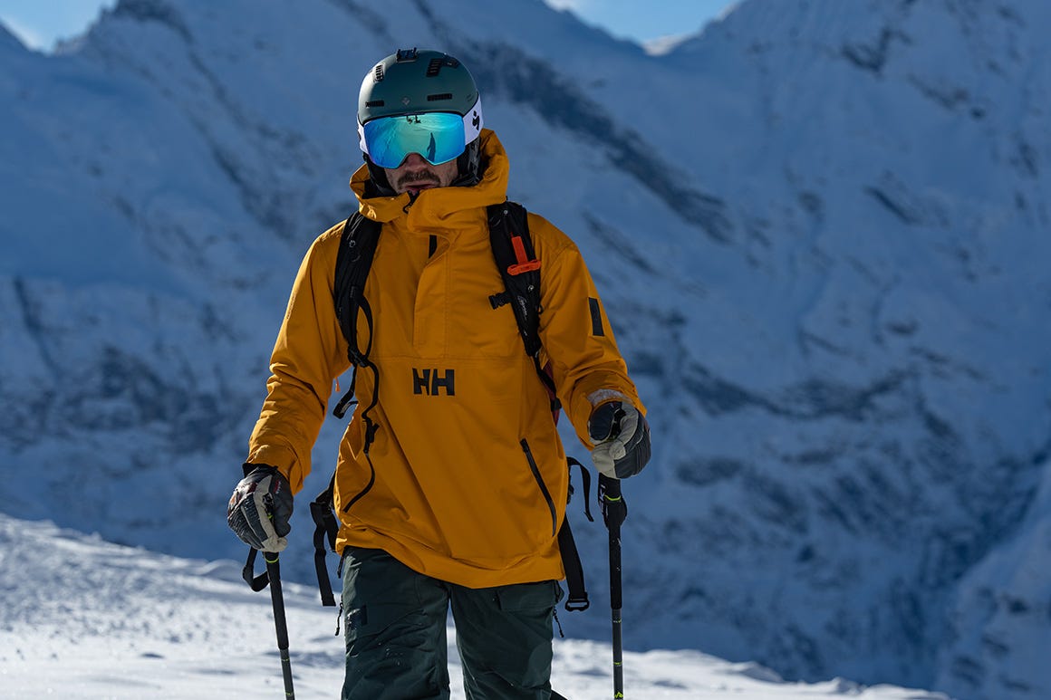 Skier Marcus Caston skinning up a mountain.