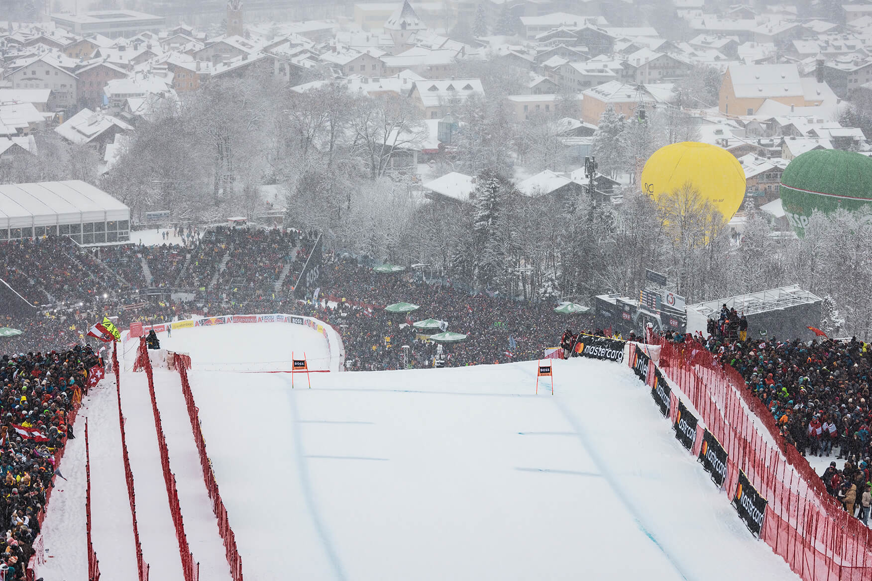 The finish area of The Streif at Kitzbühel