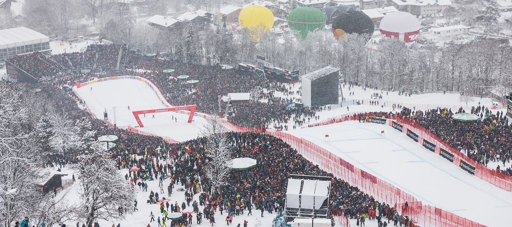 Overview of the finish area at The Hahnenkamm Races